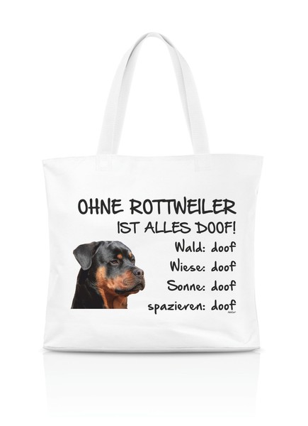 Einkaufstasche - Ohne Rottweiler Ist Alles Doof! - Hund Tasche Tragetasche-image