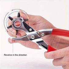 Stainless Steel Industrial Rotary Leather Punch Pliers f Heavy Duty Leathercraft