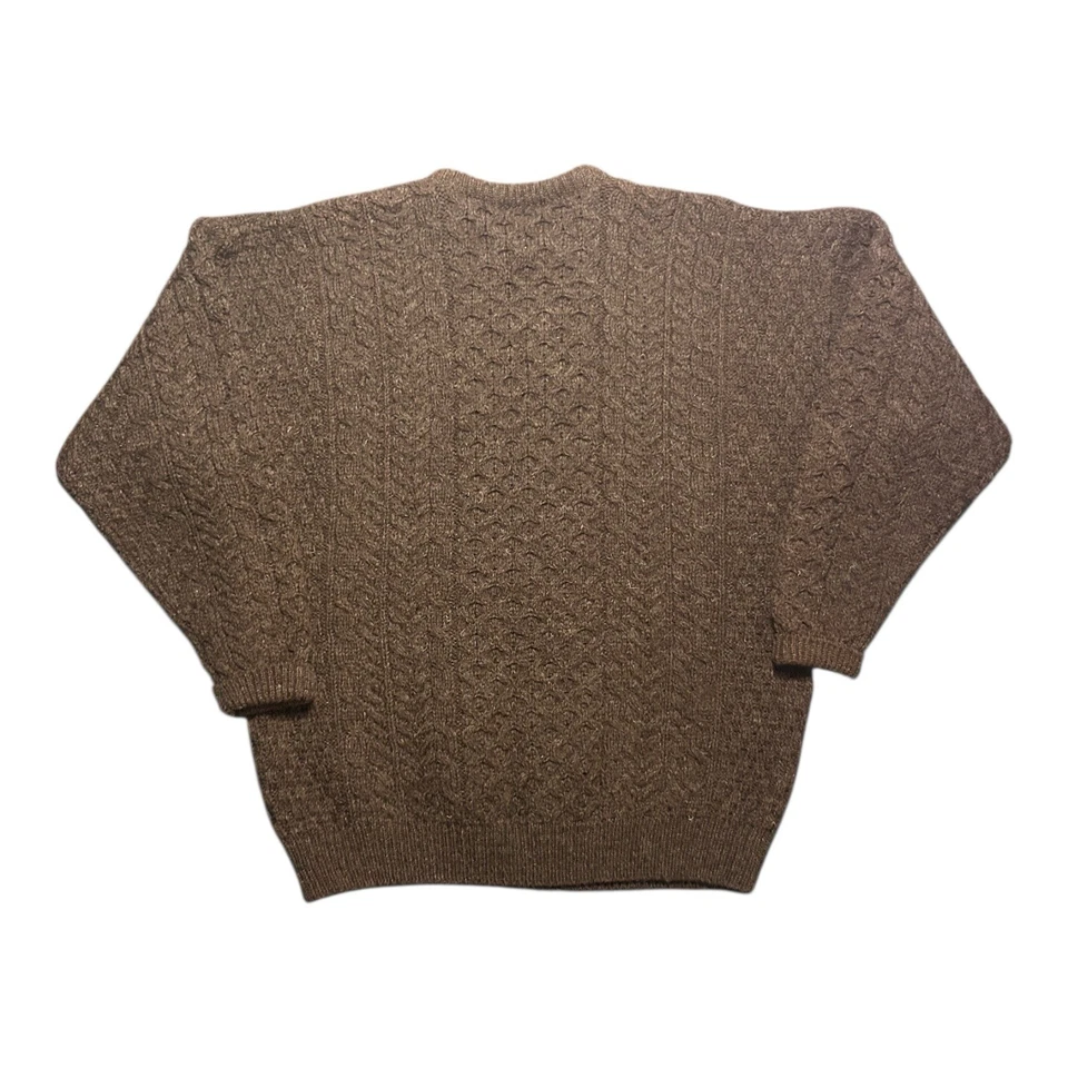 Jersey Orvis Para Hombre L Marrón 100% Lana Aran Tejido Grueso Pescador Exterior Foto 2 de 3