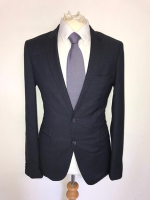 HUGO BOSS - Herren Extra Slim Fit Navy Blau Wollanzug - 38 Reg - W32 L29 - SCHÖN