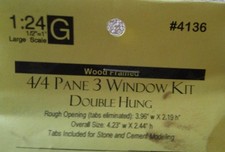 G SCALE 4/4 PANE 3 WINDOW  DOUBLE HUNG KIT BY...