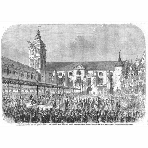 Coronation of the King of Prussia Procession at Konigsberg - Antique Print 1861