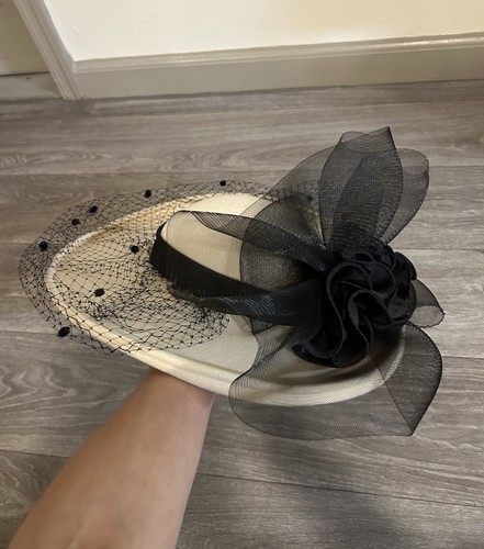 Vintage Sonni San Francisco Black & White Wool & Mesh Derby Hat Church Hat OS - 第 4/21 張圖片