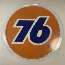 Union 76 Officially Licensed Tin Metal Sign 12” Vintage Look Brand New Round