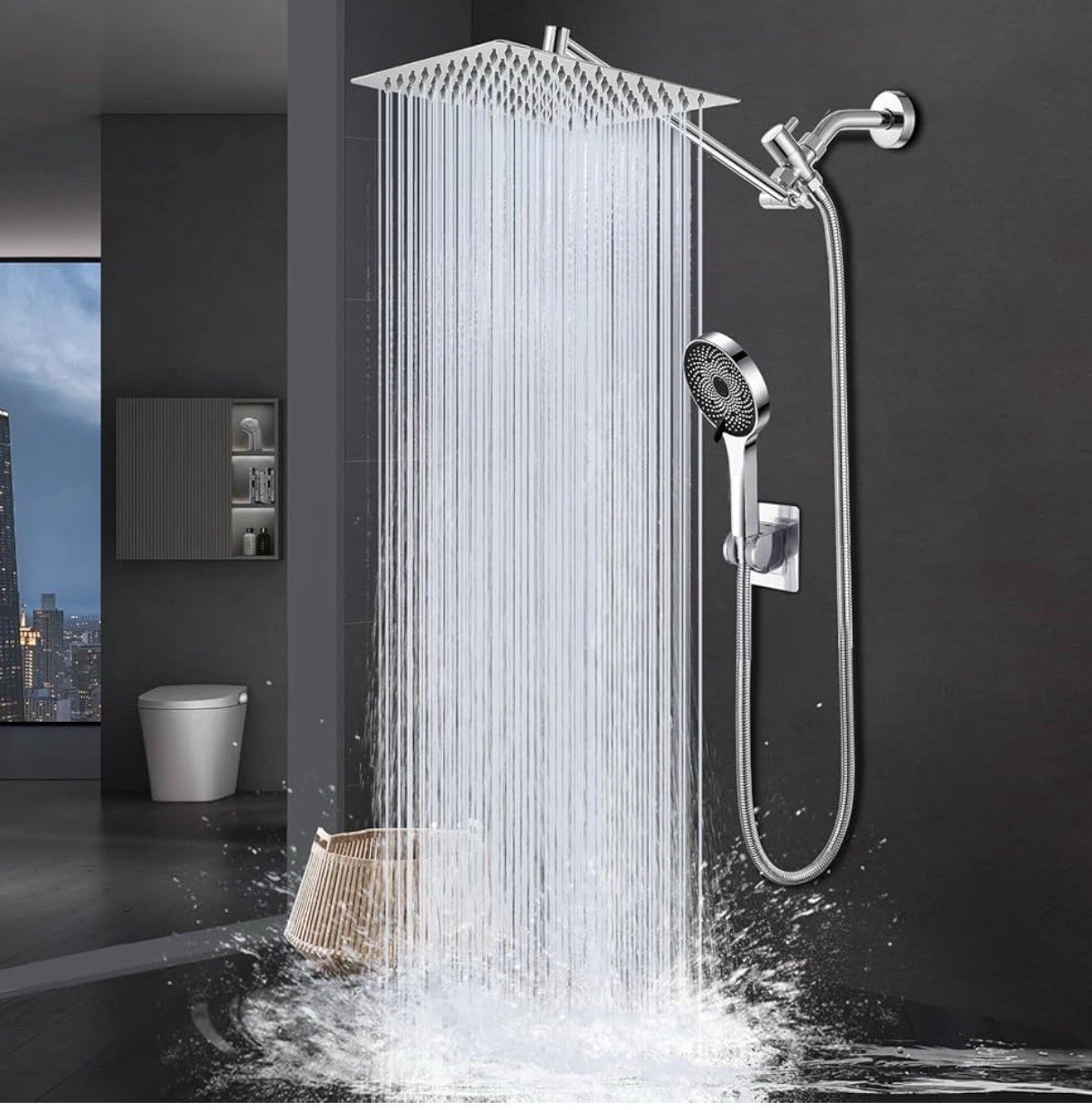 New-14''Rainfall Shower Head with Handheld Combo High Pressure 11 MODE built-in