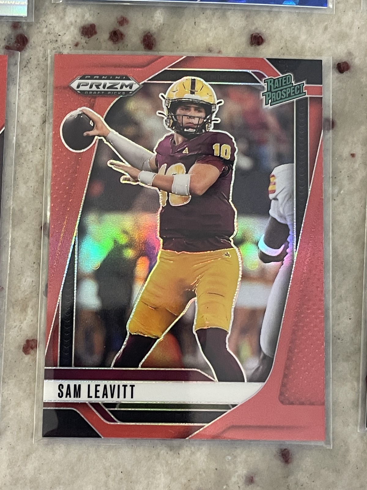 2025 Panini Draft Picks Sam Leavitt True Red Prizm /399 Rated Prospect