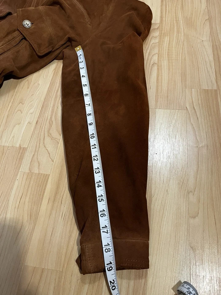 Vintage Boston Traders Brown Lamb Suede Full Zip Plaid inside Jacket Mens Small - Image 4 of 4