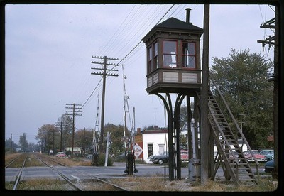Erie Lackawanna EL Crossing Tower Scene - Marion, OH Original Kodachrome Slide