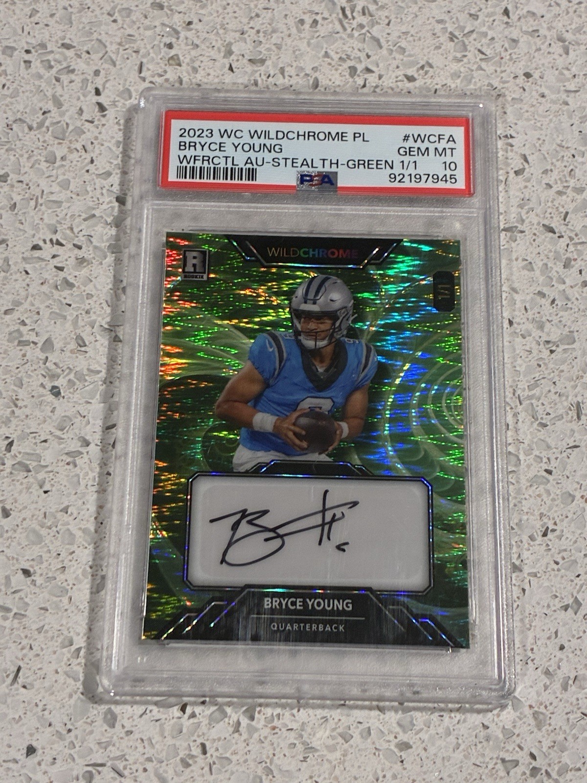 Bryce Young Wild Card Wildchrome Pro-Look Hobby Wildfractal Autographs #WCFA Stealth Foil-Green 1/1