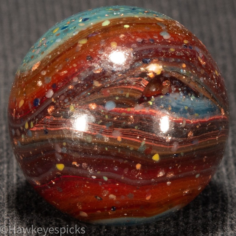 D.A.S. UV LUTZ OXBLOOD FRITTY STARGAZER Swirl Marble 23/32 Mint Hawkeyespicks sg