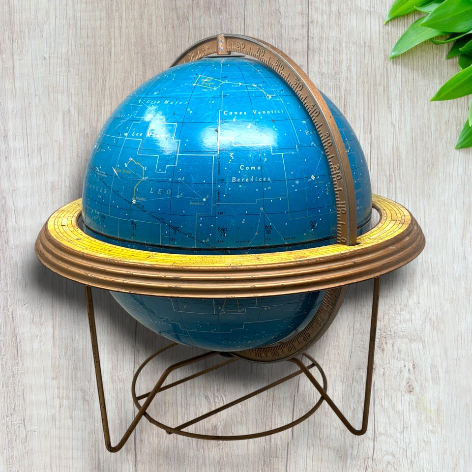 De colección MCM Cram's 12" Cielo Nocturno Celestial Zodiaco Constelaciones Globo en Soporte Foto 2 de 4