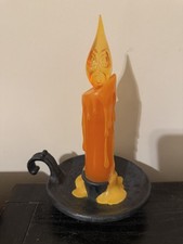 Hallmark Halloween Flickering Orange Light Haunted Candle Ghost Face VTG