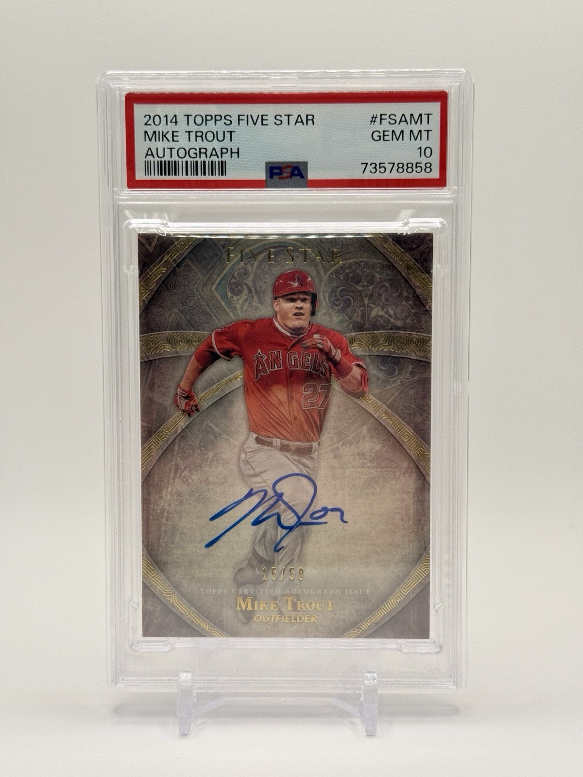 Topps Five Star 2014 Mike Trout #FSA-MT Auto 15 /25 PSA 10 POP 1 view 1