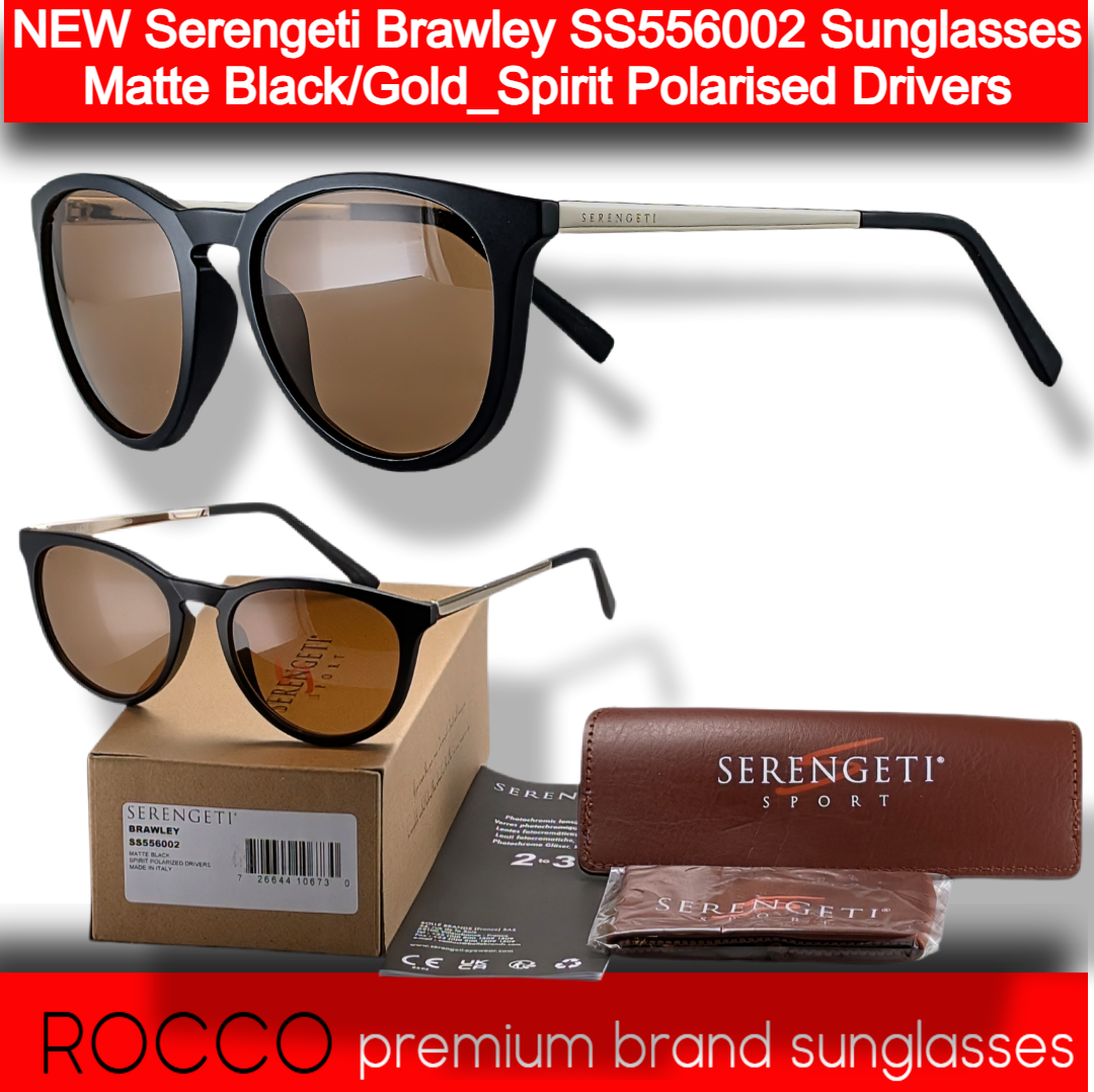 NEW Serengeti Brawley SS556002 Sunglasses Matte Black_Spirit Polarised Drivers