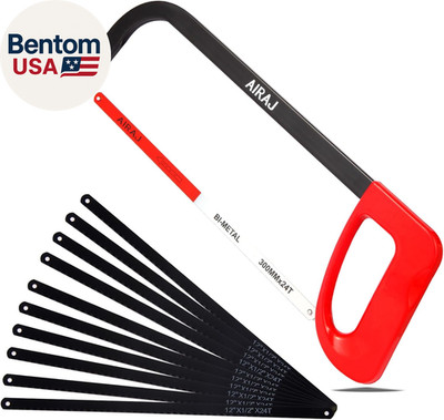 12 in High-Tension Hacksaw with 24 TPI Bi-Metal Blade and 10 Spare Hacksaw Blade