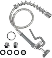 Commercial Spray Valve with 44inch Flexible Hose & Pre Rinse Spring Kit Gray 