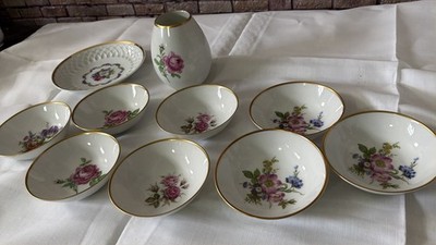 Fürstenberg  Vase Konfekt  AK  Teller schale mit  Schälchen Rote Rose  Konvolut