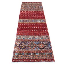 2'10"x8' Red Afghan Super Kazak Hand Knotted Pure Wool Runner Rug 21744