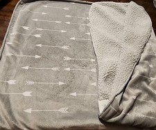 Cloud Island Baby Blanket Gray White Arrows Velour Plush Sherpa Back Reversible