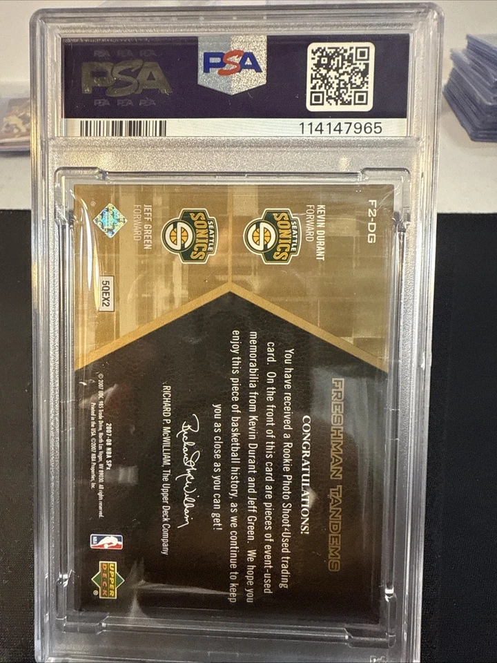 2007-08 SPx - Freshman Tandems Jerseys Kevin Durant, Jeff Green #F2-DG (MEM, RC) - Image 4 of 4