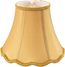 Bell Lamp Shade, Scalloped Gold Fabric Lampshade Replacement, Softback, 5'' Top