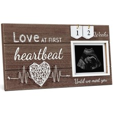 Love at First Heartbeat Ultrasound Picture Frame, Baby Announcement with Chan...