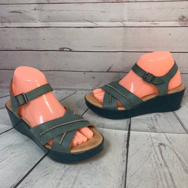 Kork Ease Size 8 39 Blue Platform Sandals Leather eBay