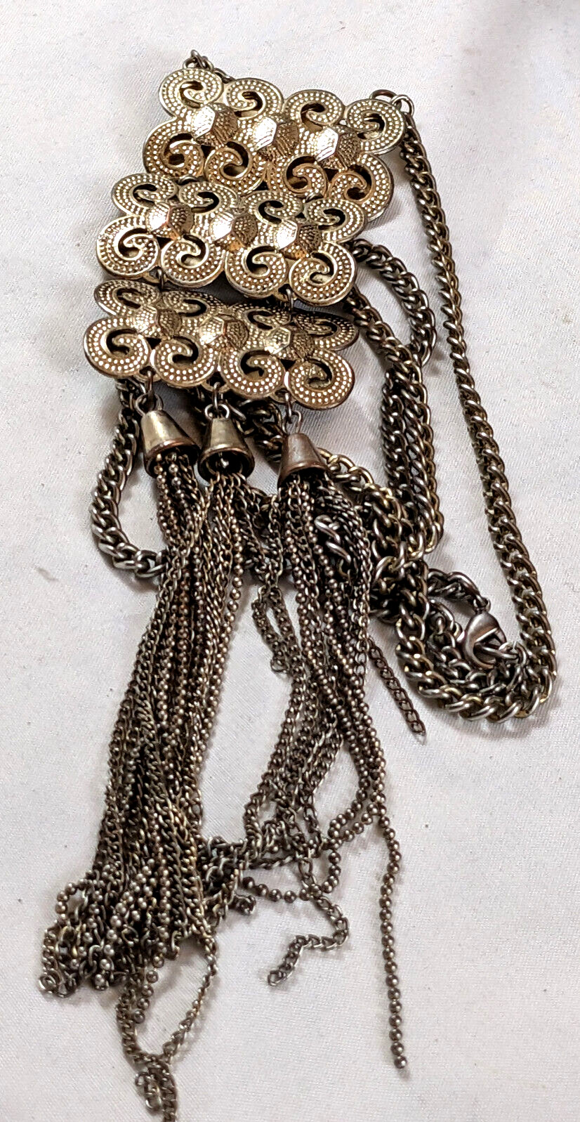 Large Silver Tone Statement Necklace - image 8