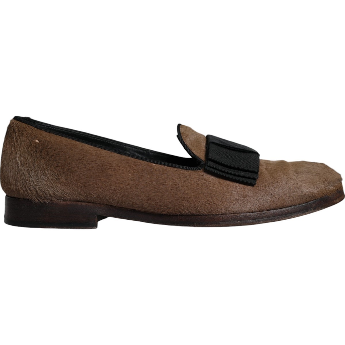 DOLCE & GABBANA Shoes Brown Calf Hair Leather Loafers Formal 