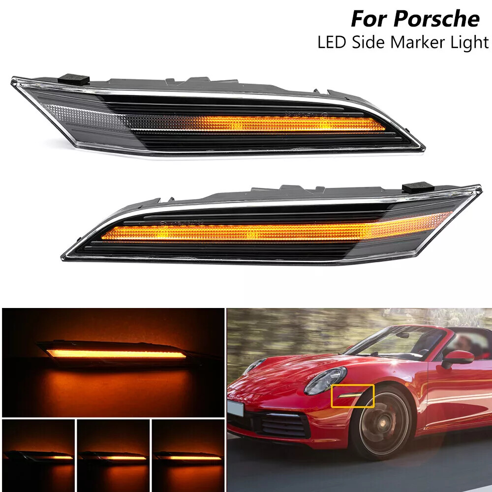 Clear LED Side Marker Lights Sequential Turn Signal For 2020-up