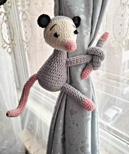 Crochet Possum Amigurumi Curtain Tie Backs -Opossum Nursery Gift Plush Opossum