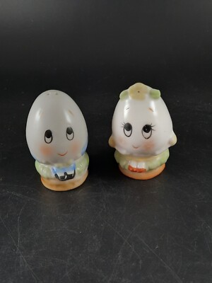 Spring Treasure Master Anthropomorphic Humpty Dumpty Egg Salt Pepper Shakers