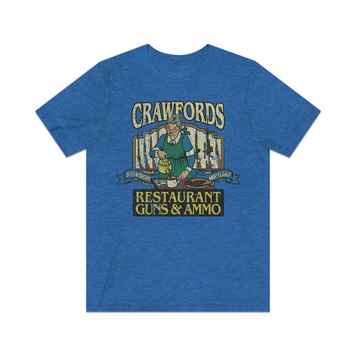 T-shirt uomo Crawfords Restaurant, Guns & Ammo 1980 vintage - Foto 26 di 42