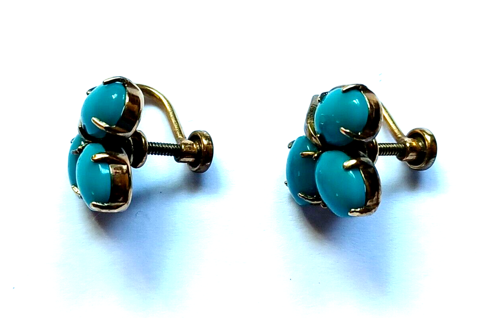 Vintage 12K Gold Filled Turquoise Screw Back Earrings Signed WRE eBay