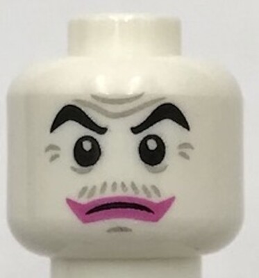 Lego New White Minifigure Head Dual Sided Black Eyebrows Wrinkles Part