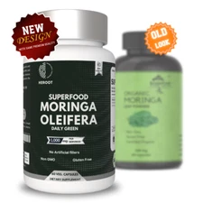 Organic Moringa Oleifera Leaf Capsules 1000 Mg - Natural Multi Vitamin, 60 Ct