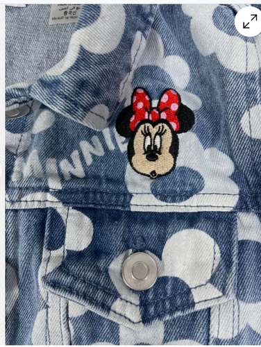 Small 5/6 Girls Minnie Mouse Denim Jacket Disney NIP - Picture 2 of 3