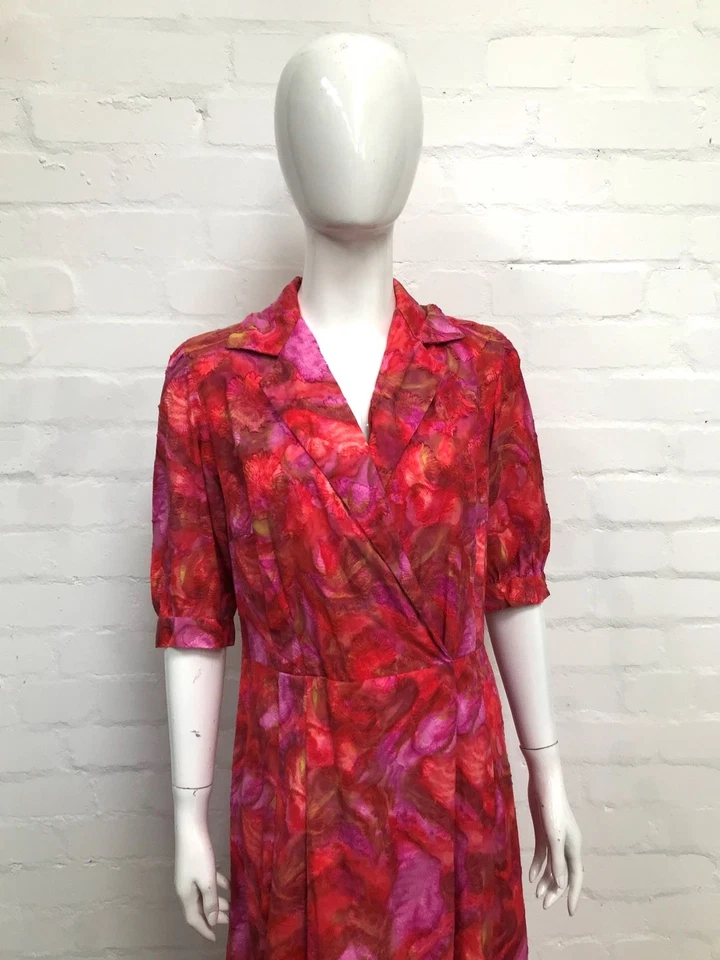 Vintage Pink Shirtwaister Dress 14 50's Floral Shirt Waist Original/True - Изображение 3 из 4