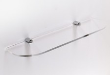 Acrylic Shelves Wall Mounted Straight Shelf Chrome Supports - Curved Edges