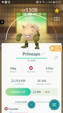 Pokemon Shiny Primeape ( Mankey Evolution ) Go