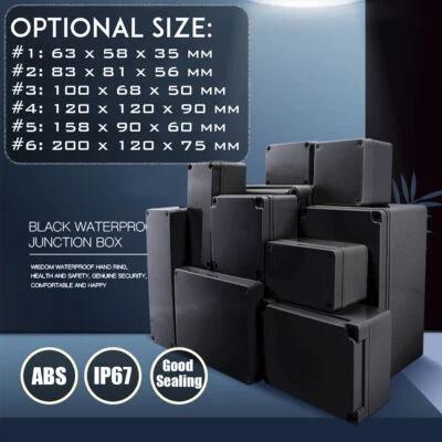 ABS Plastique Noir électronique Projet Boîtier Boite Loisirs Case Avec Vis