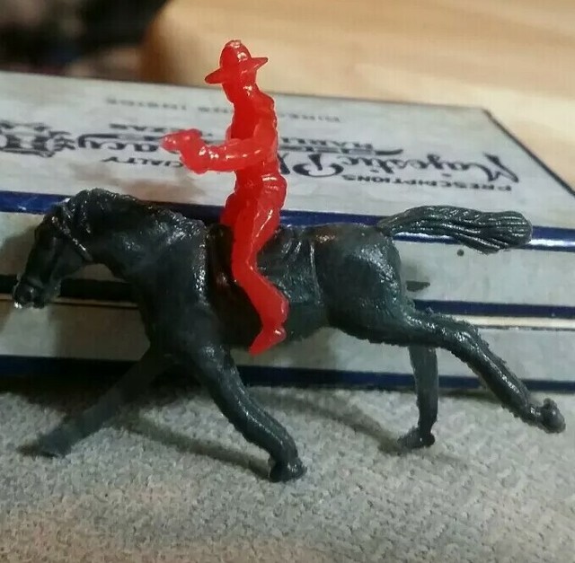 Vintage plastic COWBOY ON HORSEBACK SHOOTING toy figurine eBay