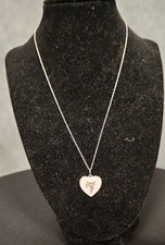 Disney "TINKERBELL" 925 Sterling Silver Pink Enamel Heart Pendant 925 Necklace