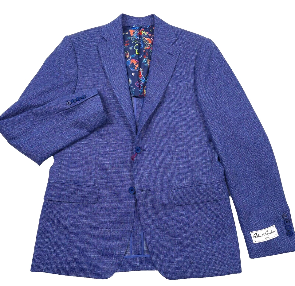 $698 Robert Graham Ringo Blue Mix Melange Sport Coat Blazer Jacket Mens Size 38R - Image 2 of 4