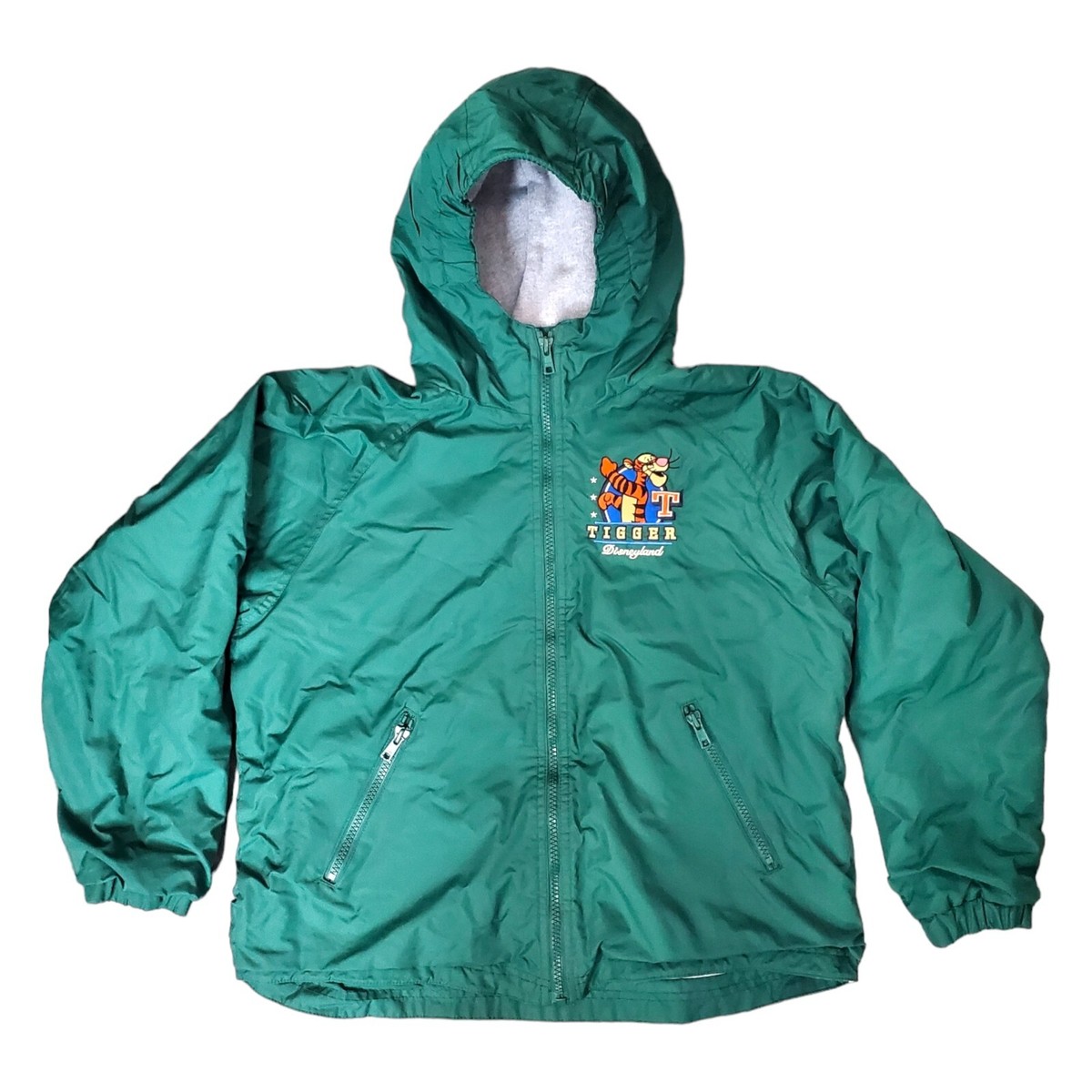 TIGGER Jacket KIDS Large Green Zip Up Embroidered Logo DISNEYLAND