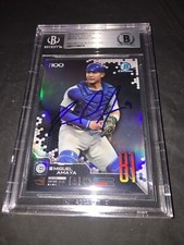 Miguel Amaya Signed 2019 Bowman Chrome Baseball Card Chicago Cubs Beckett Slab