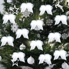 10 PACK Angel Wings Christmas Tree Feather Hanging Decor Xmas Pendant Crafts USA