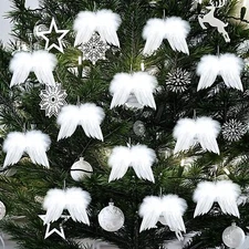 10 PACK Angel Wings Christmas Tree Feather Hanging Decor Xmas Pendant Crafts USA