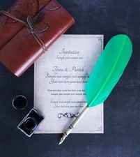 Green Turkey Feather Calligraphy Quill Pen Set – Vintage Style Dip Pen Gift Set