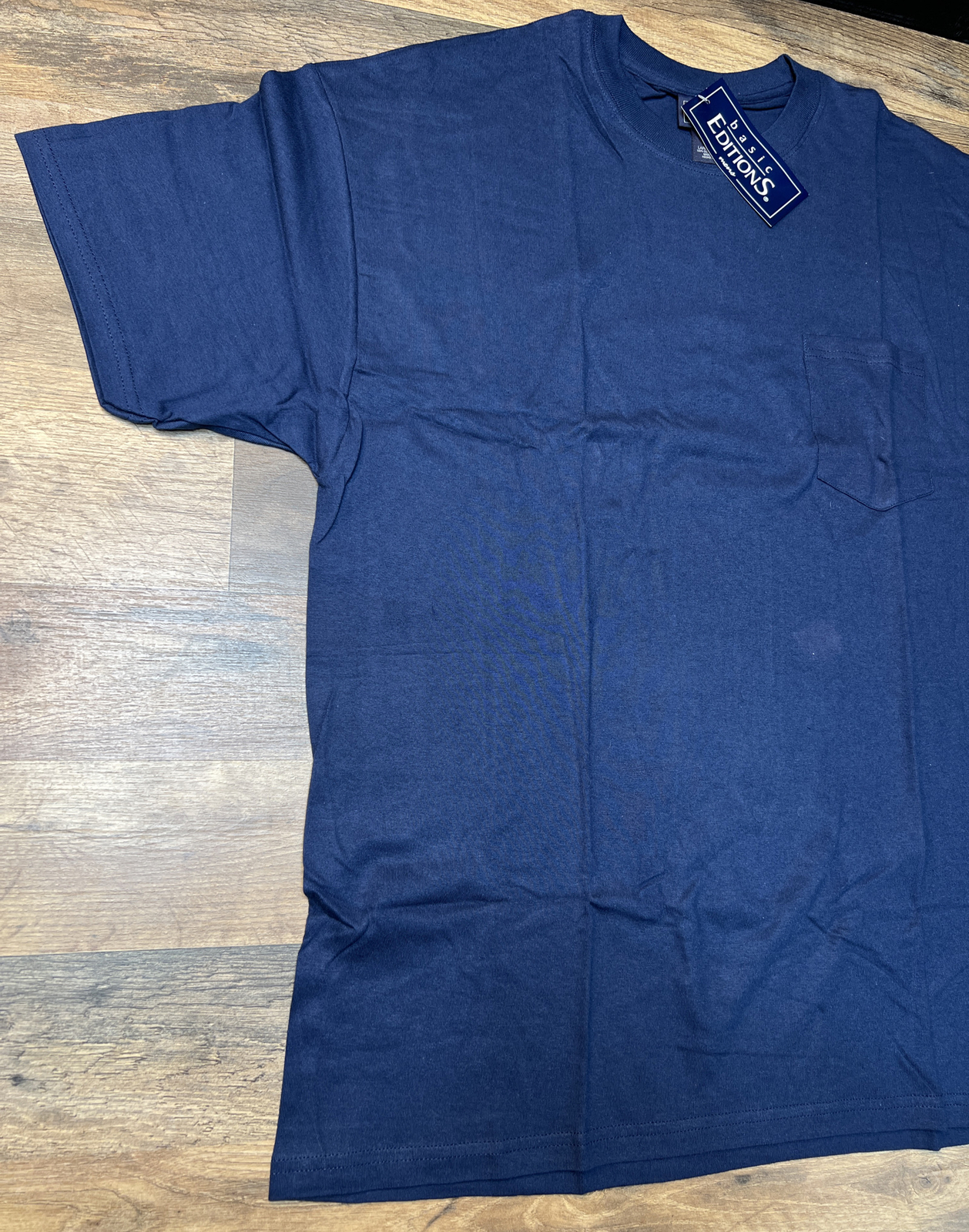 NWT Basic Editions Navy Blue Mens Pocket T Shirt SIze Large New Tee eBay
